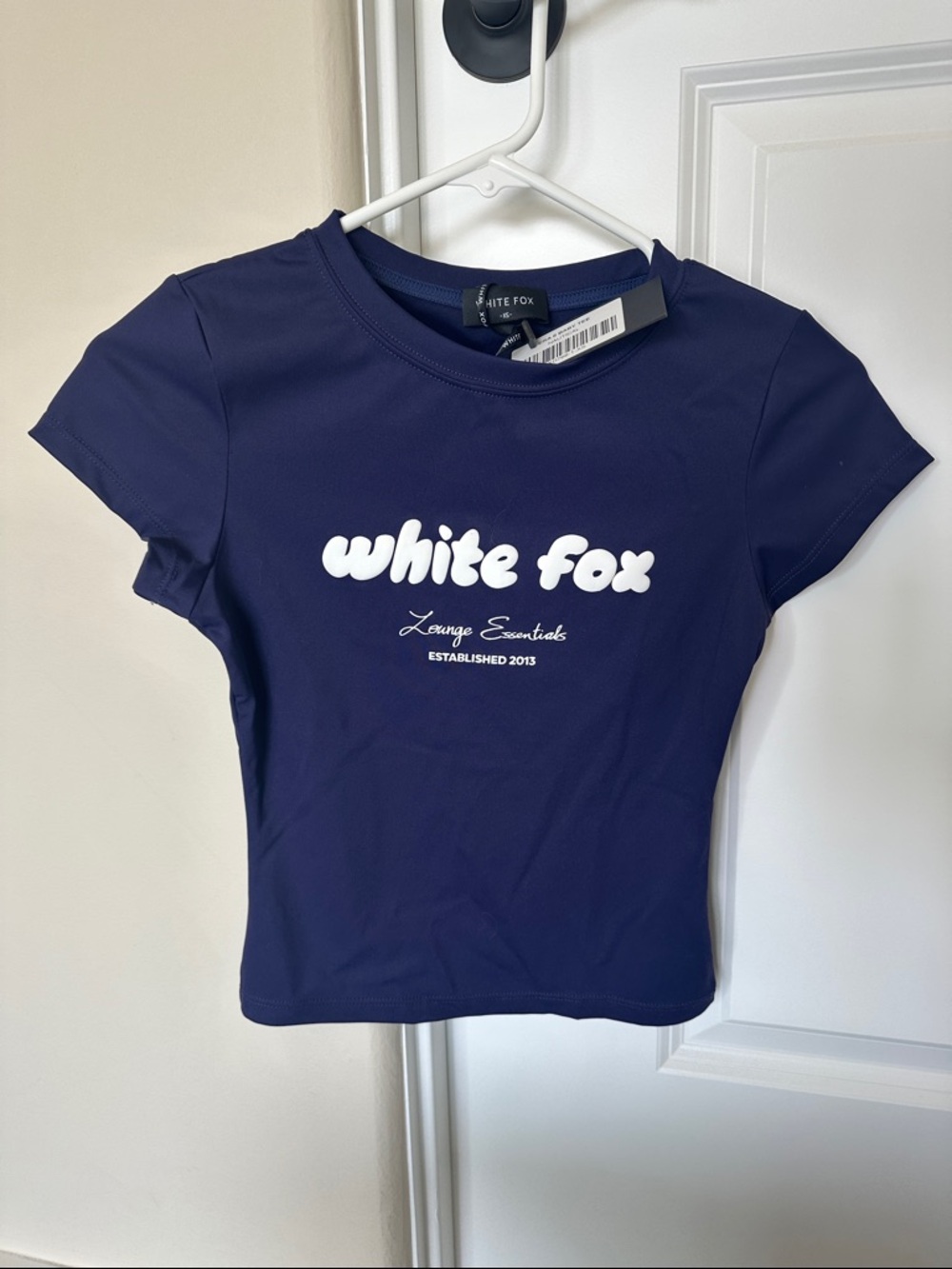 White Fox Boutique Navy Short Sleeve Logo Tee